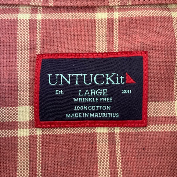 UNTUCKit Men's Colston Wrinkle Free Shirt Button Up Long Sleeve Red Plaid Office - Picture 7 of 11